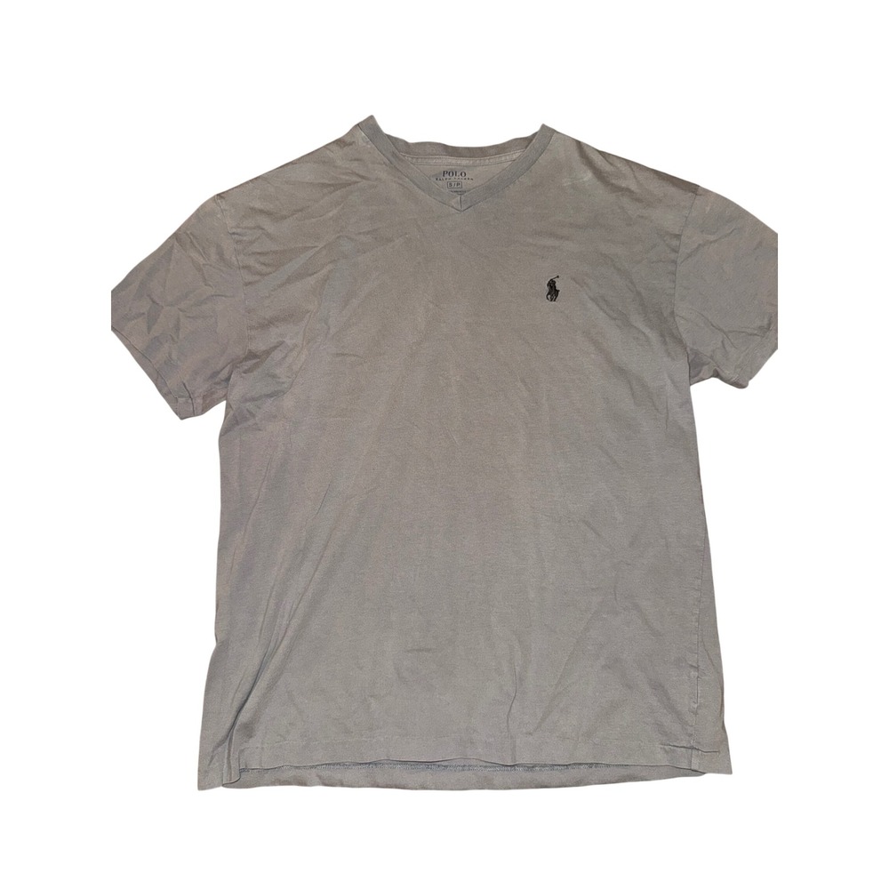 Polo Ralph Lauren Mens V-Neck T-Shirt Gray Short Sleeve Pony Logo Small